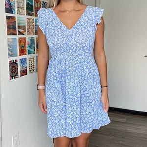 Floral Light Blue Flowy Dress
